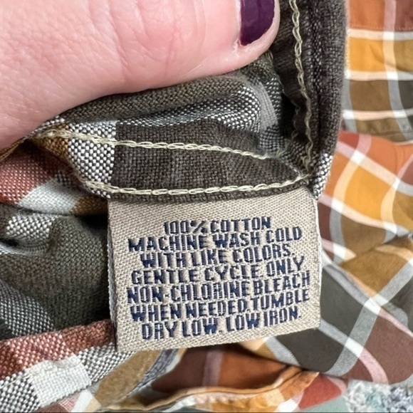 Bills Khakis Mens Button Down Shirt Brown Yellow Plaid Long Sleeve 100% Cotton M - Picture 9 of 9